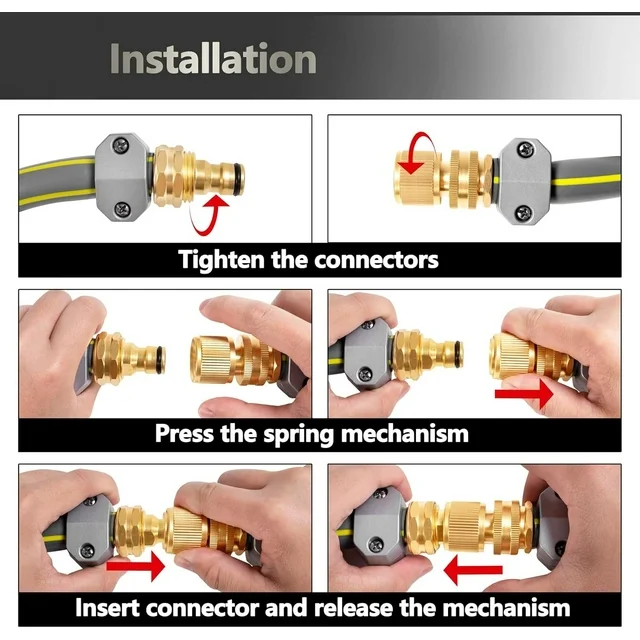 Lefree Yard Garden Hose Connectors 3/4" Brass Quick Connect Adapters (4 Sets)