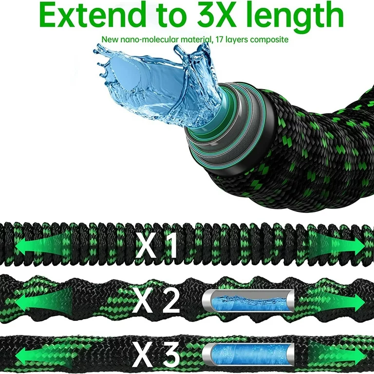 Expandable Garden Hose Lightweight Flexible Water Hoses Green