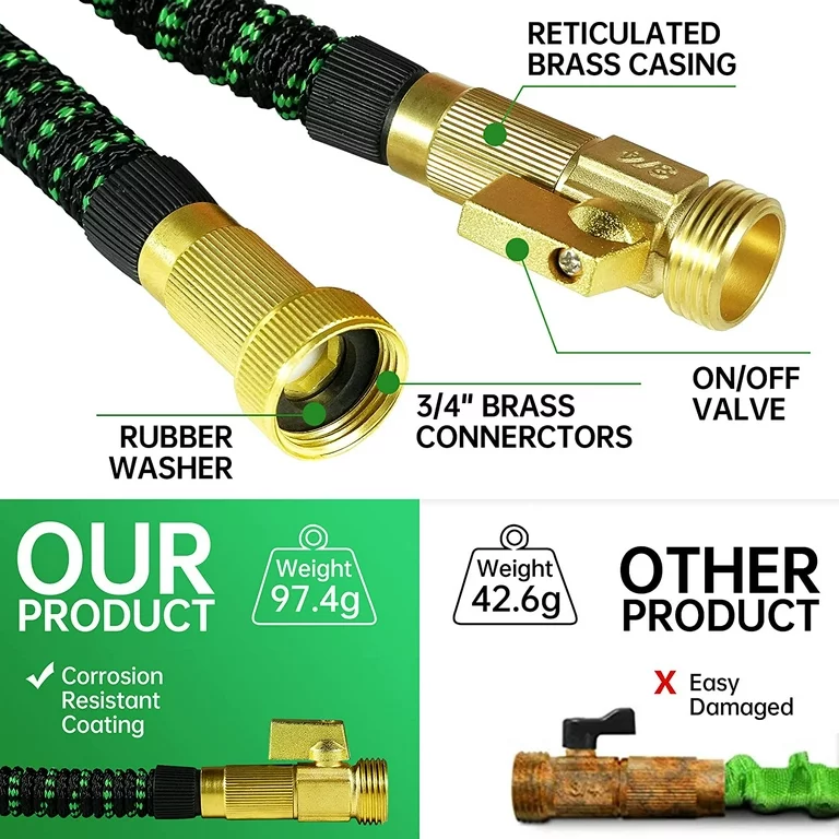 Expandable Garden Hose Lightweight Flexible Water Hoses Green