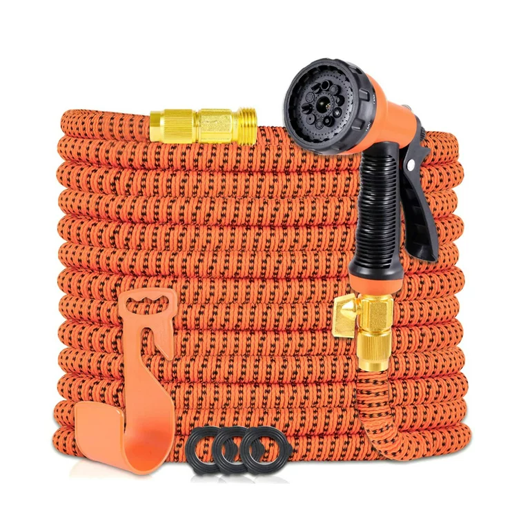 Expandable Garden Hose Outdoor Flexible Water Hoses for Yard Orange