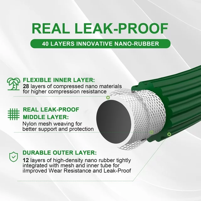 Lefree Yard Expandable Garden Hose Flexible Lightweight Water Hoses 100ft Green