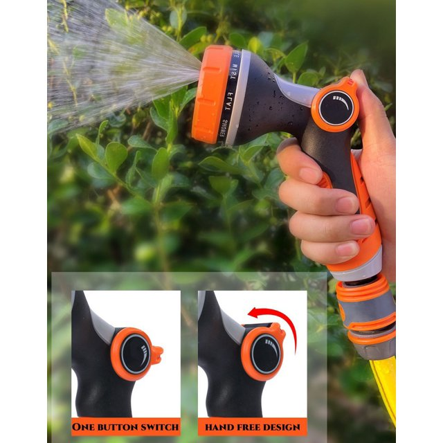 Lefree Yard Garden Hose Sprayer Nozzle Heavy Duty for Outdoor Orange